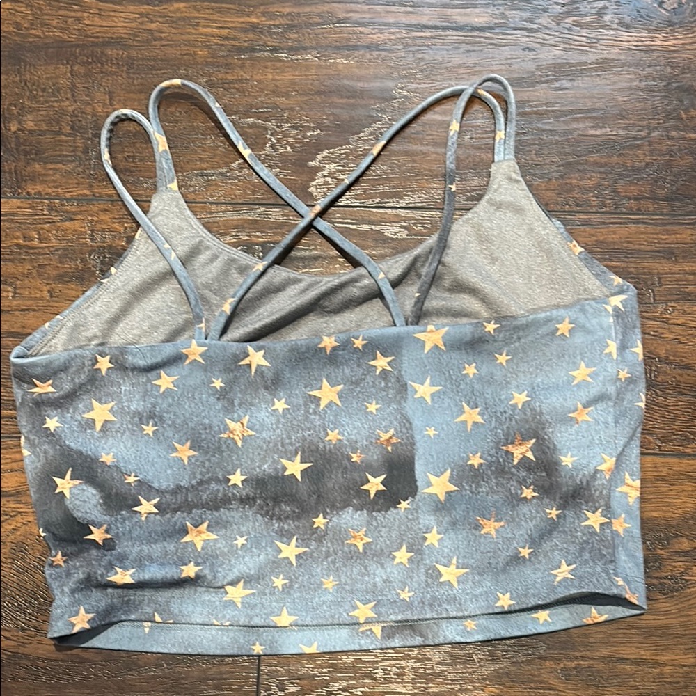 Starry blue and gold sports bra